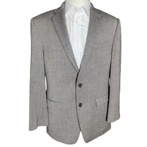 Ralph Lauren 40L Blazer Sport Coat Wool Suit Jacket Elbow Patches Herringbone